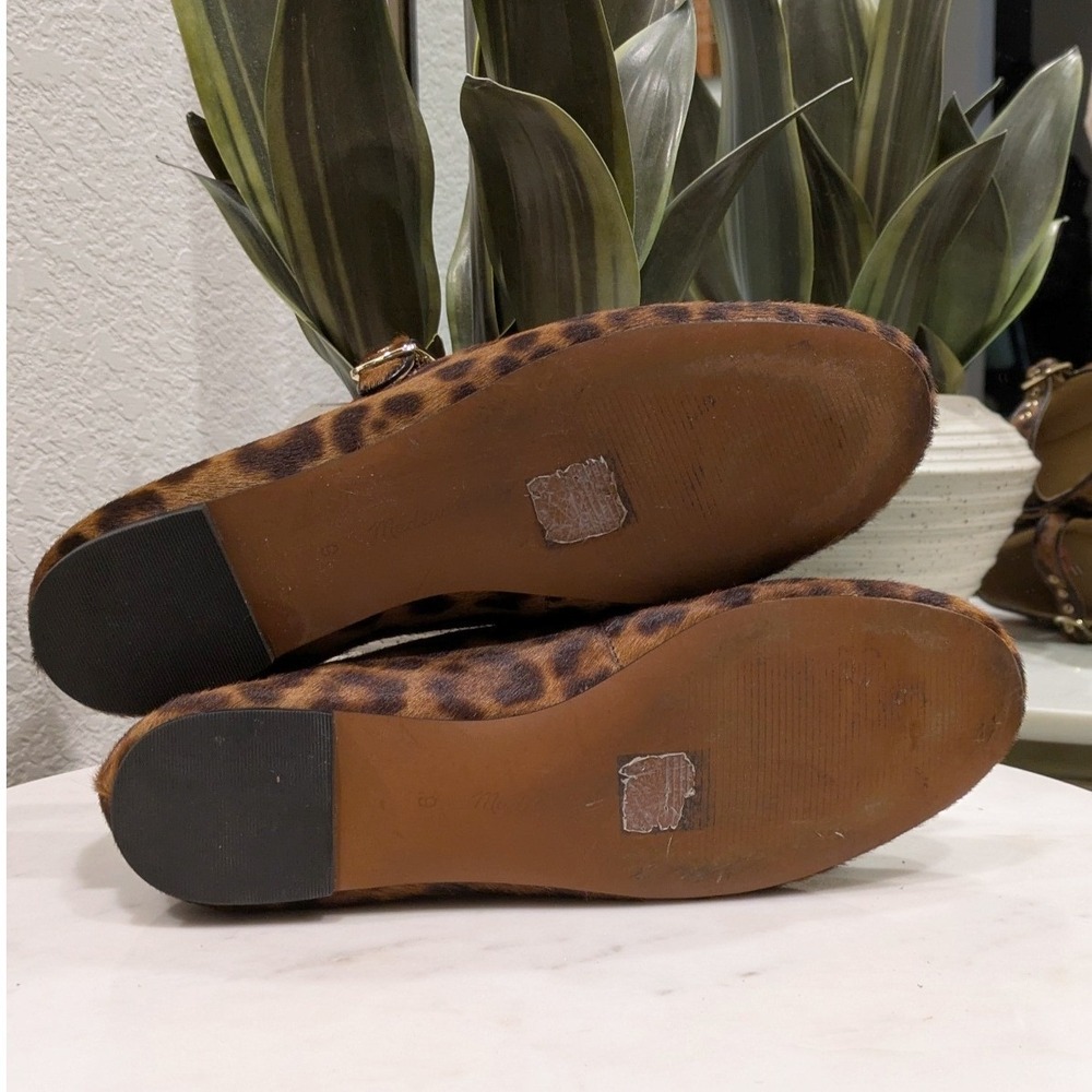 Madewell Hera Ballet Flats Women 9 Leopard Real Calf Hair Buckle Mary Jane NT863 - Picture 7 of 7